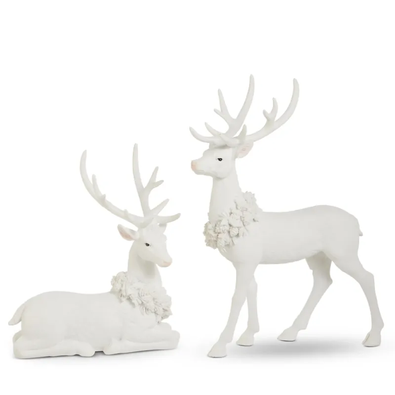 16" Flocked Deer with Wreath