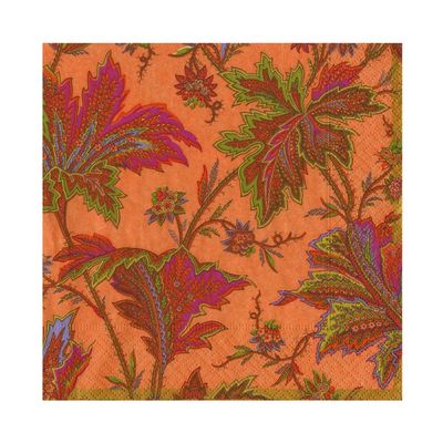 PAISLEY LEAVES CORAL COCKTAIL NAPKINS