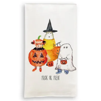 FRENCH GRAFFITI "TRICK OR TREAT" HALLOWEEN KITCHEN TOWEL