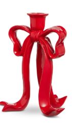 9" Red Bow Candlesticks