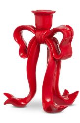 6.5" Red Bow Candlesticks