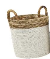 WHITE AND TAN SEAGRASS BASKET - LARGE