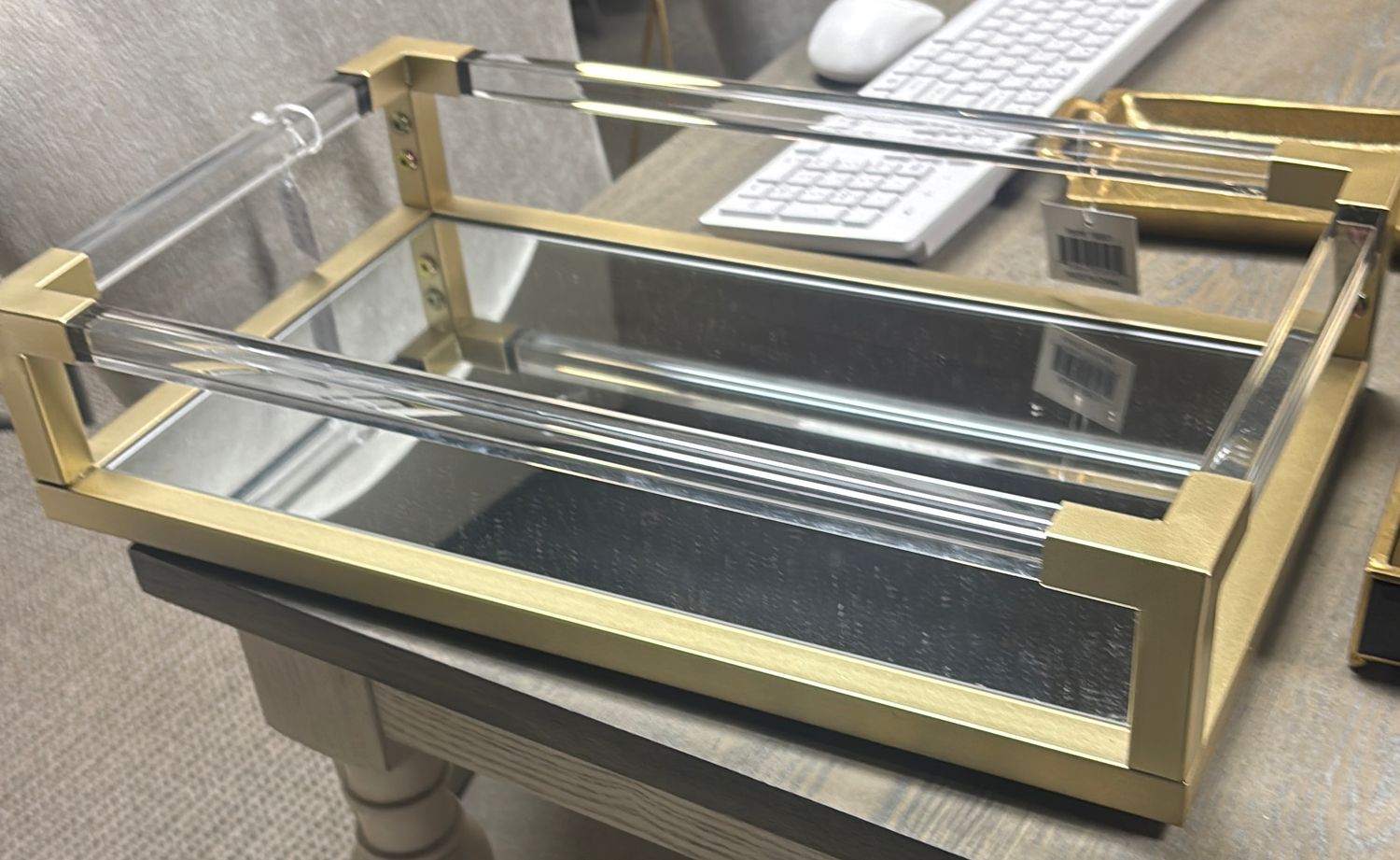 GOLD AND ACRYLIC MIRRORED TRAY