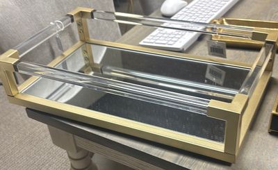 GOLD AND ACRYLIC MIRRORED TRAY