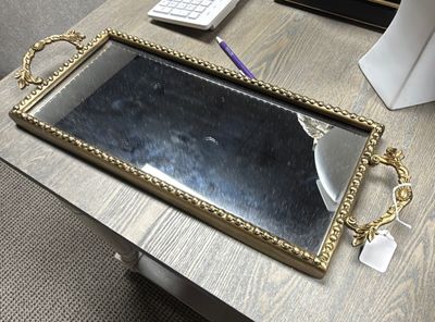 RECTANGLE GOLD DECORATIVE MIRRORED TRAY