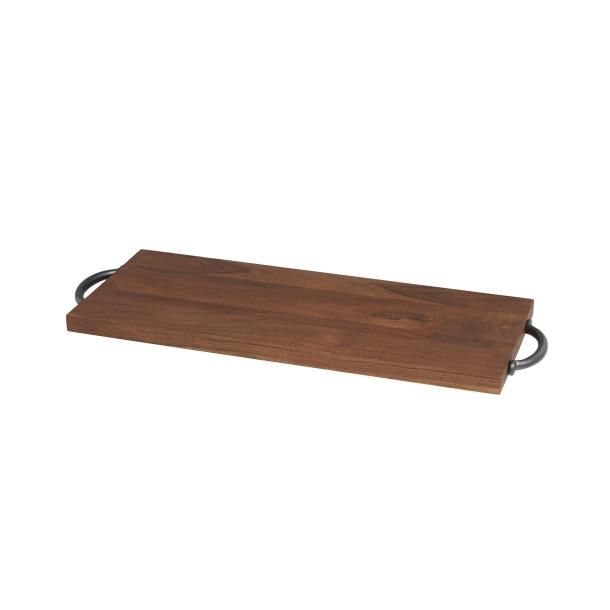 WOODEN METAL ACACIA TRAY 27"W, 2"H