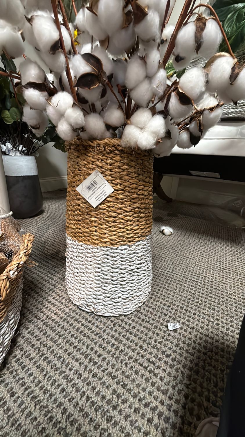SEAGRASS VASE NATURAL AND WHITE
