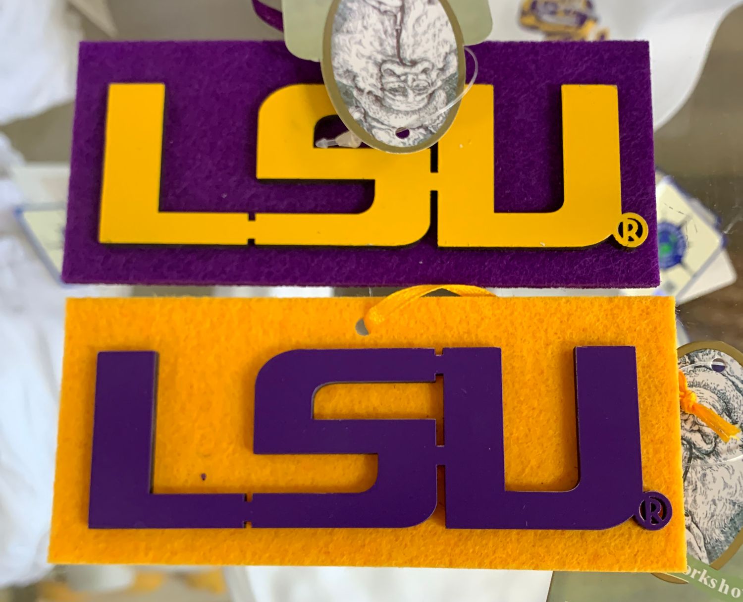 LSU felt ornament 