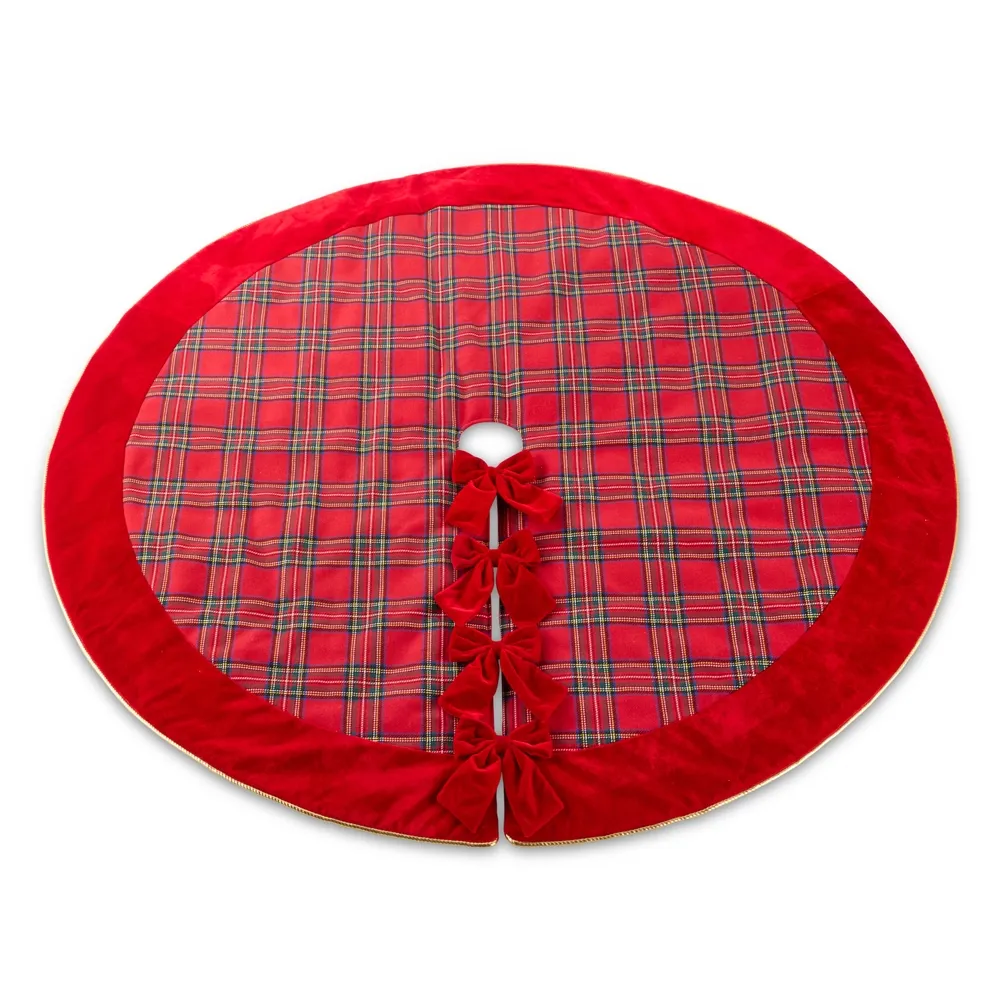 60.5" Plaid Tree Skirt - RED