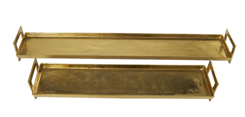 Brass Aluminum Metal Nesting Decor Tray with Metal Handles - SM