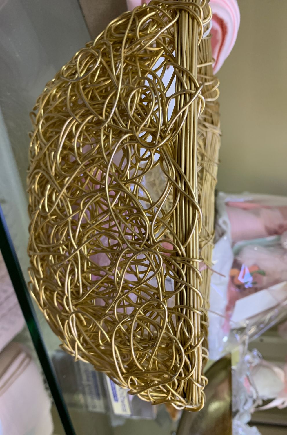 Gold metal woven basket
