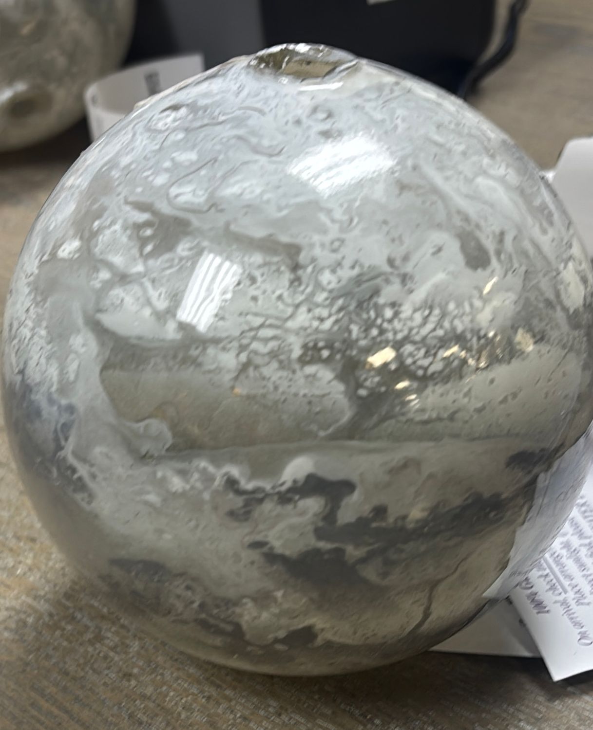 MARBLED GRAY GLASS BALL
