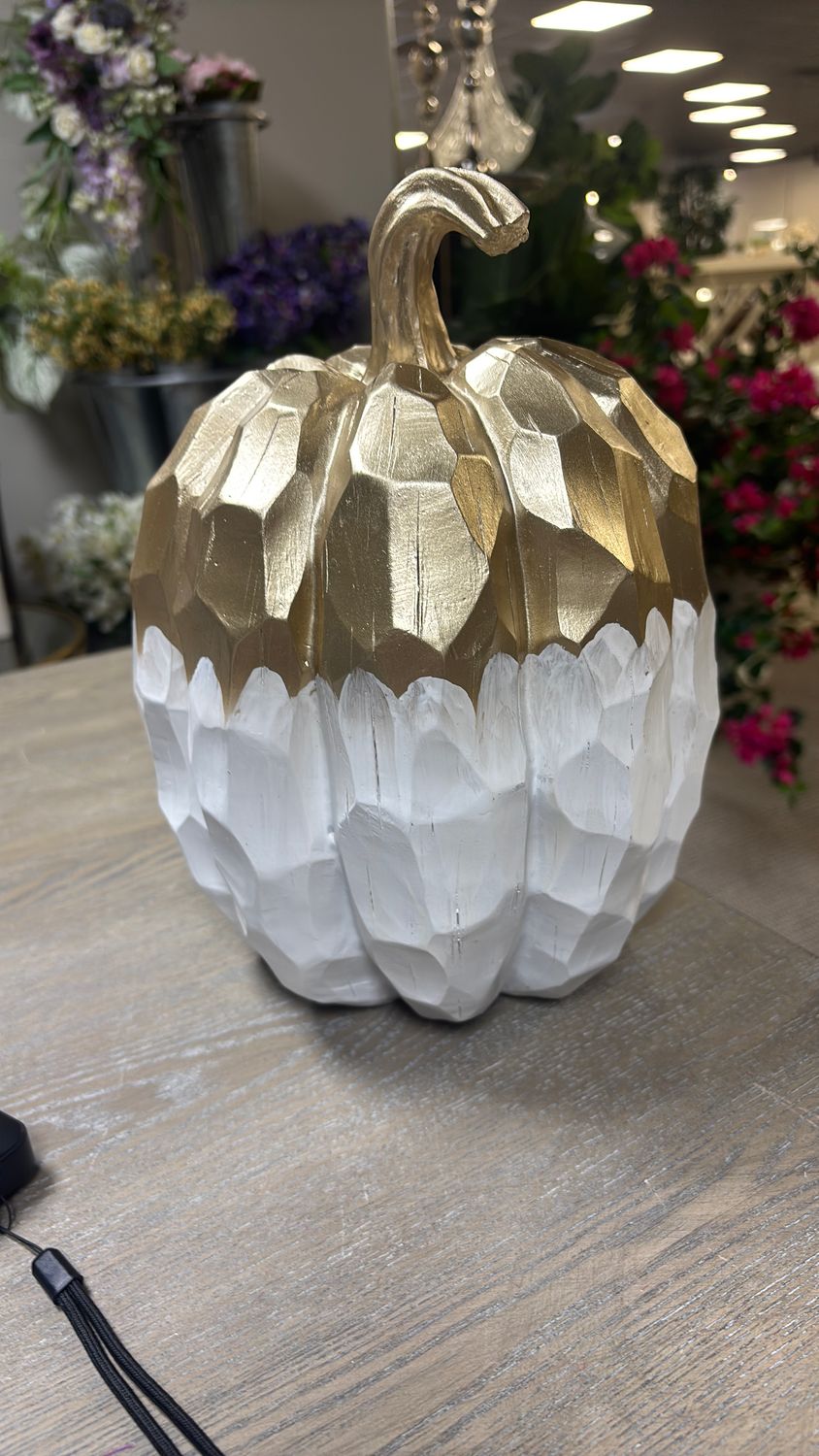 GOLD AND WHITE RESIN PUMPKINS