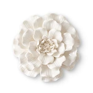 Wall Hanging Glossy Ceramic White Flowers - MD