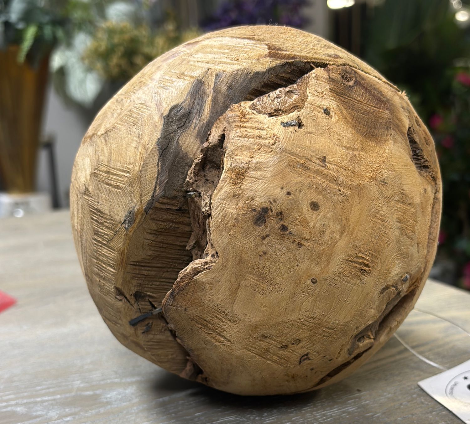 MEDIUM RUSTIC WOODEN BALL