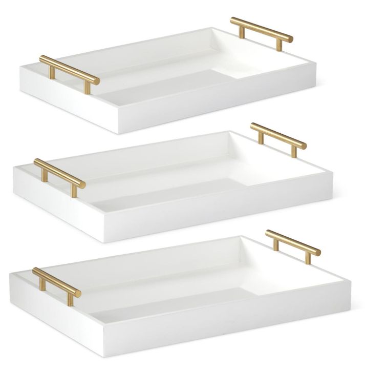 GOLD HANDLE WHITE TRAY - SM
