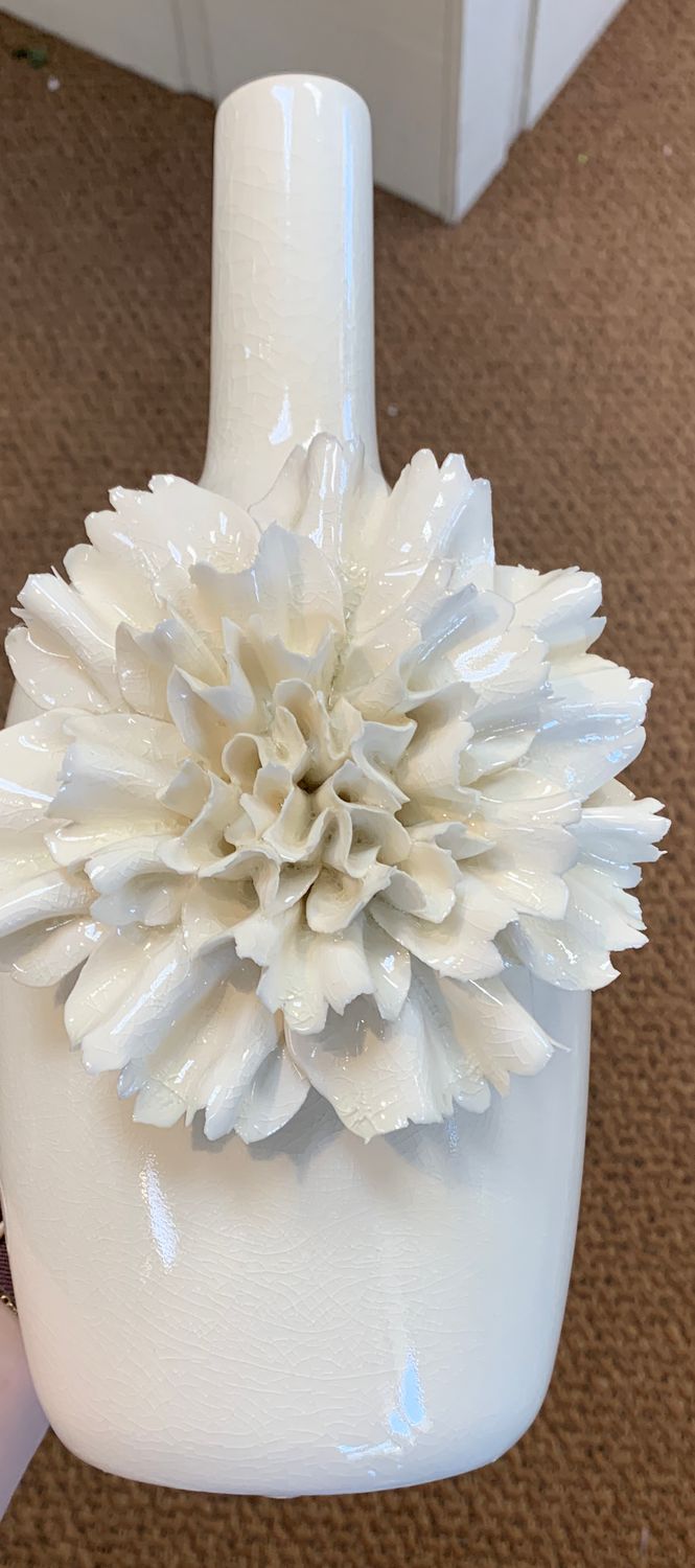 Ceramic Vase w/White Carnation
