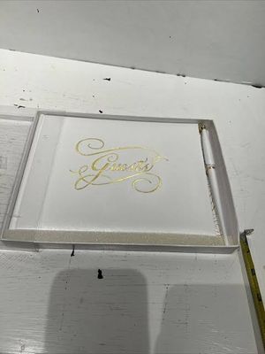 WHITE GUEST BOOK WITH GOLD LETTERING