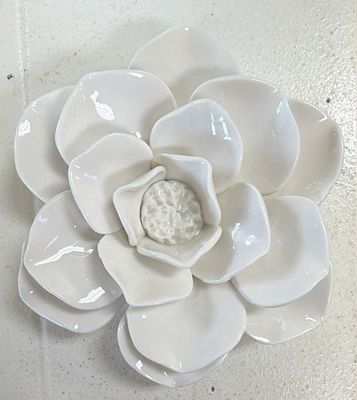 Handcrafted Glossy White Wall Hanging Ceramic Flowers - SM