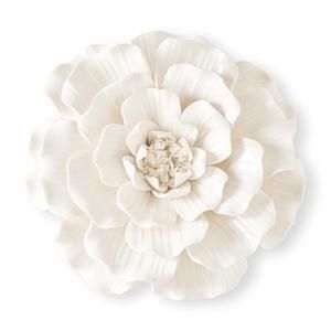 Wall Hanging Glossy Ceramic White Flowers - LG