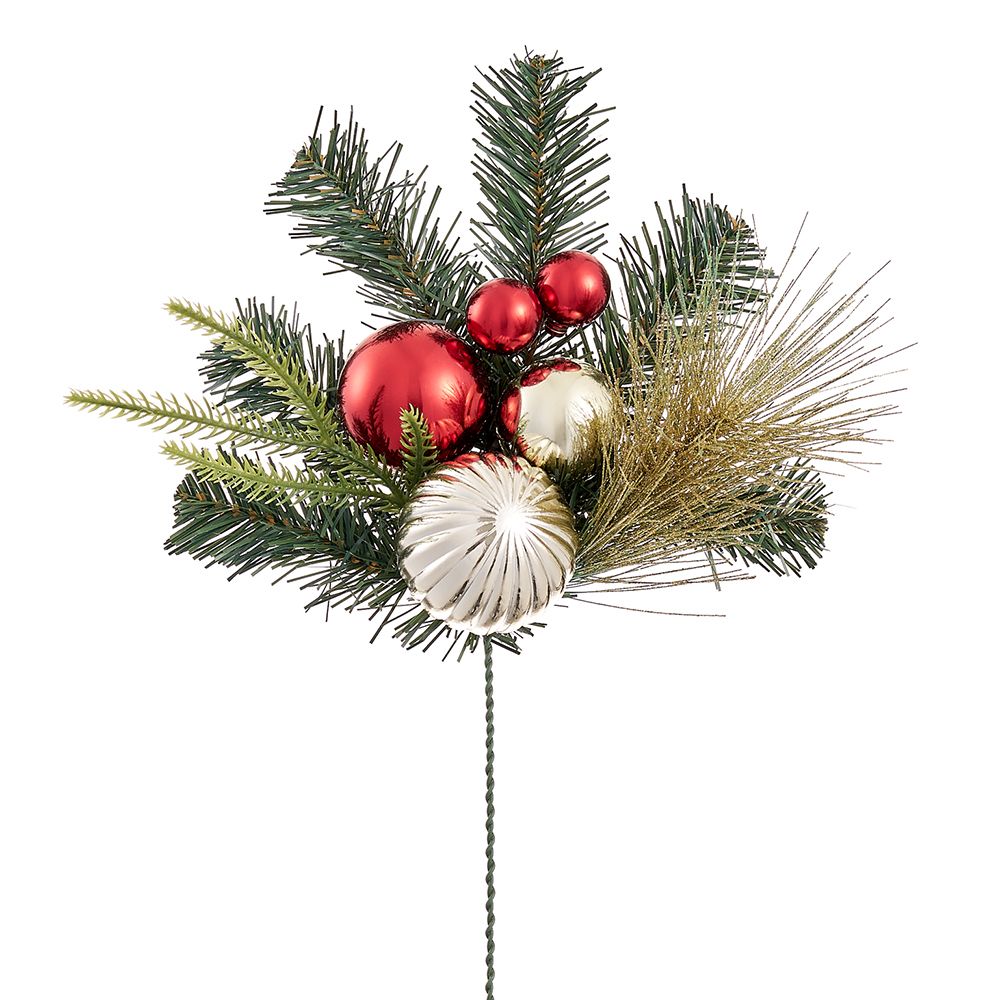 16" Plastic Ball/Mixed Pine Pick