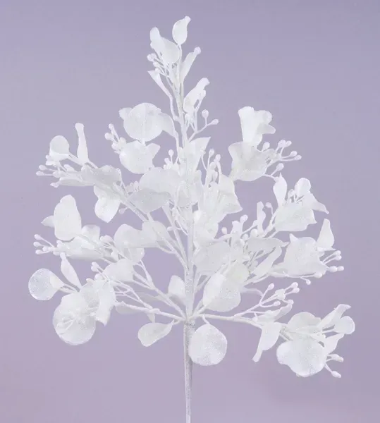 Glitter Eucalpyptus Bush WHITE 17.5"L GLITTER