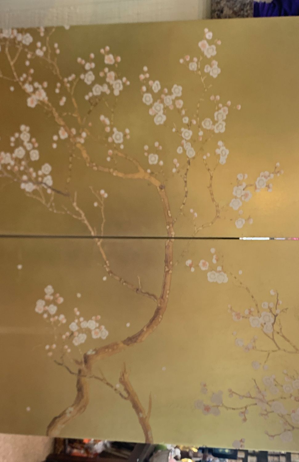 Cherry blossom gold leaf/pink wall art