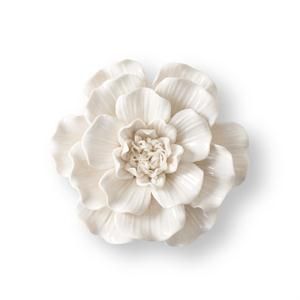 Wall Hanging Glossy Ceramic White Flowers - SM