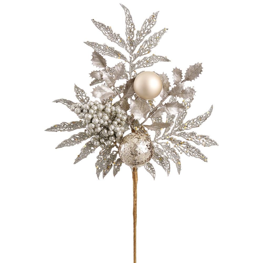 18"GLIT ORNAM BALL/BERRY SPRAY