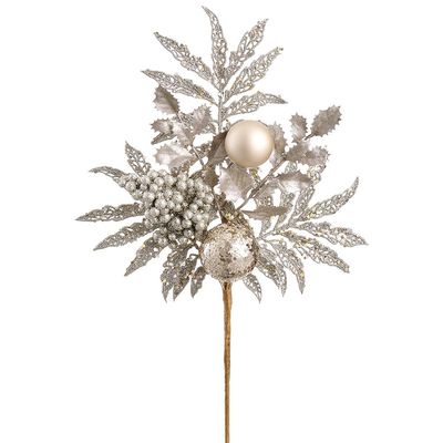 18"GLIT ORNAM BALL/BERRY SPRAY