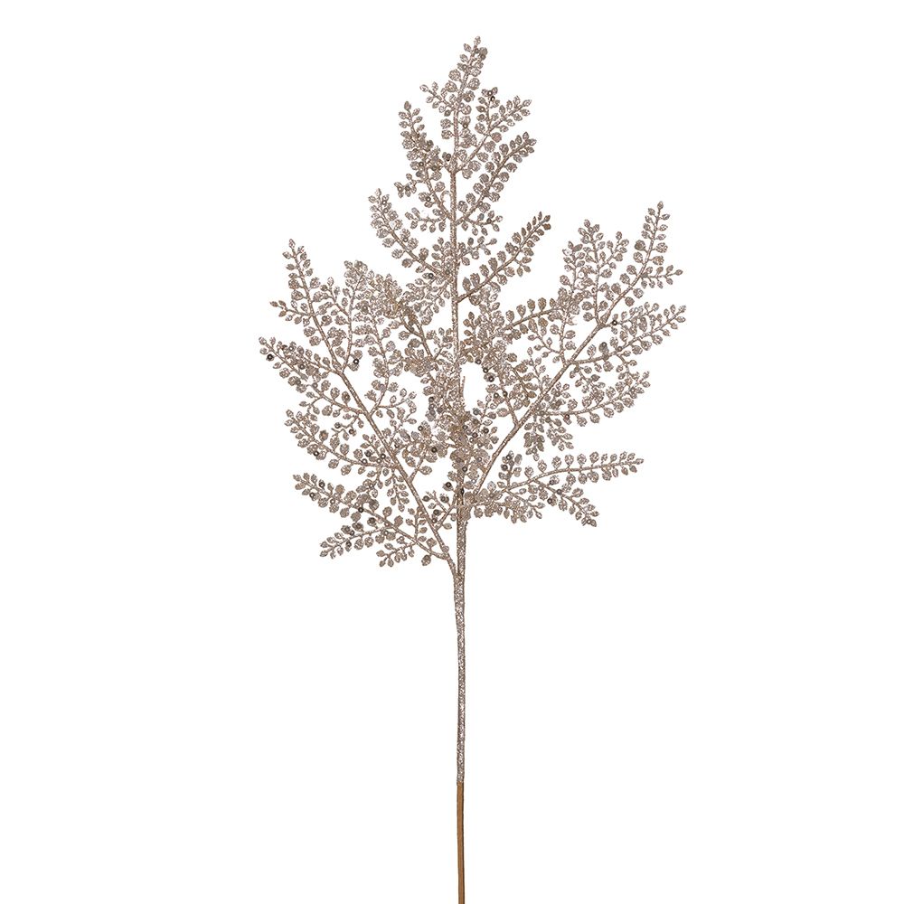 24" GLITTER FERN SPRAY CHAMPAGNE