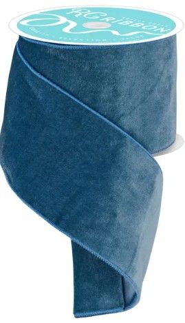 4" X 10YD DELUXE VELVET/SATIN BACKING SMOKE BLUE