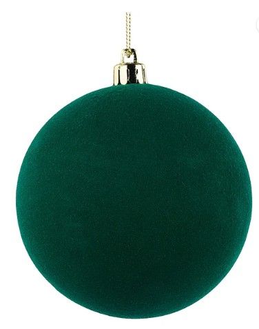 100MM SMOOTH FLOCKED BALL ORNAMENT-HUNTER GREEN