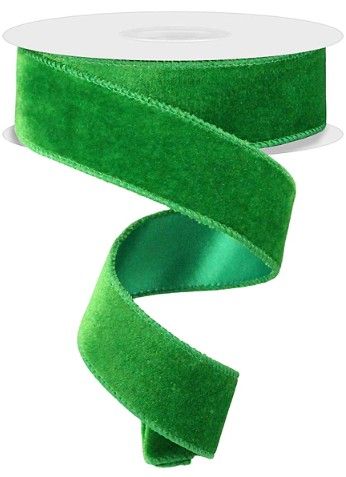 1.5"X10YD DELUXE VELVET/SATIN BACKING-EMERALD GREEN RIBBON