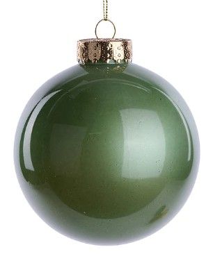 100MM DIA LACQUER/GLASS LOOK ORNAMENT-SAGE GREEN