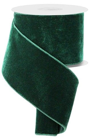 4"X10YD DELUXE VELVET/SATIN BACKING-HUNTER GREEN RIBBON