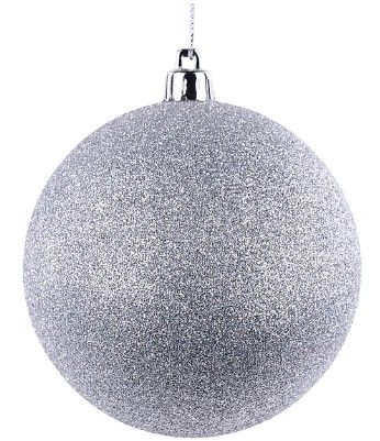 100MM GLITTERED BALL - SILVER