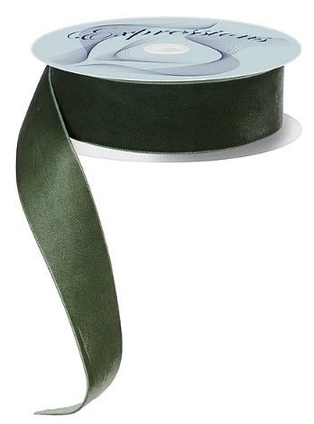 1.5"X10YD WOVEN VELVET-SAGE, UNWIRED RIBBON