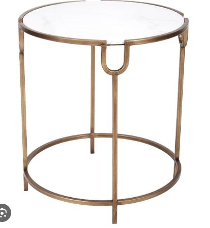 Bethany Gold Accent Table with White Marble Top