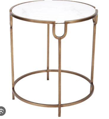Bethany Gold Accent Table with White Marble Top