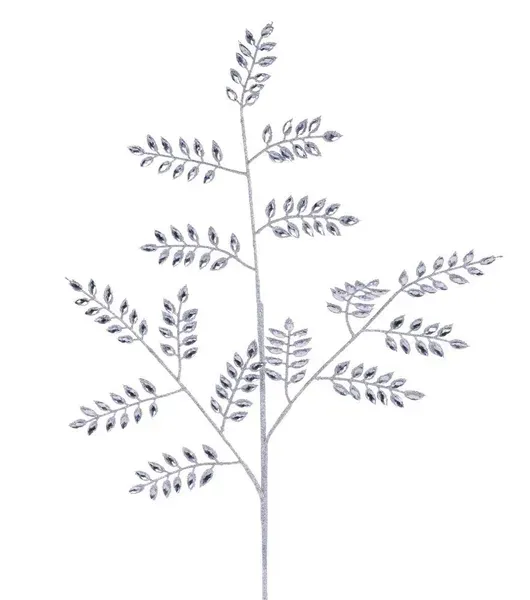 Diamond/Glitter Leaf Spray SILVER 30"L GLITTER