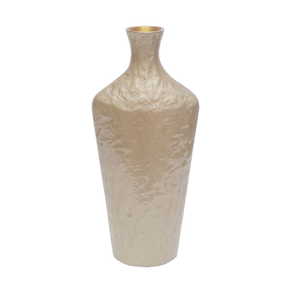 Sculptural Aluminum Accent Vase with Textured Champagne Gold Finish - D0004