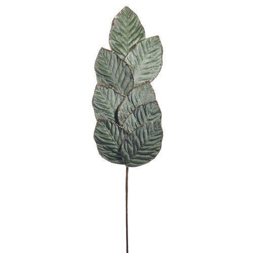28" Green Velvet Leaf Spray