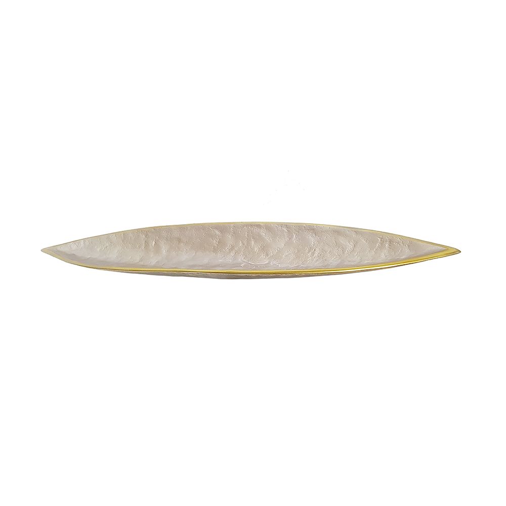 Decorative Aluminum Leaf Tray with Champagne Gold Finish