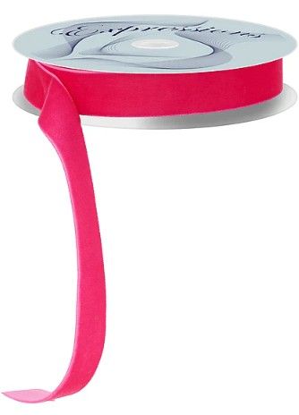 7/8"X10YD WOVEN VELVET-HOT PINK, UNWIRED RIBBON