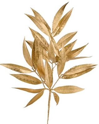 23"L WHITE WILLOW LEAF SPRAY-GOLD