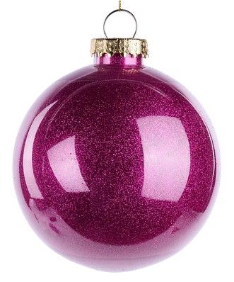 120MM DIA LACQUER LOOK GLITTER BALL ORNAMENT-HOT PINK