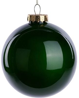 100MM DIA LACQUER/GLASS LOOK ORNAMENT-HUNTER GREEN