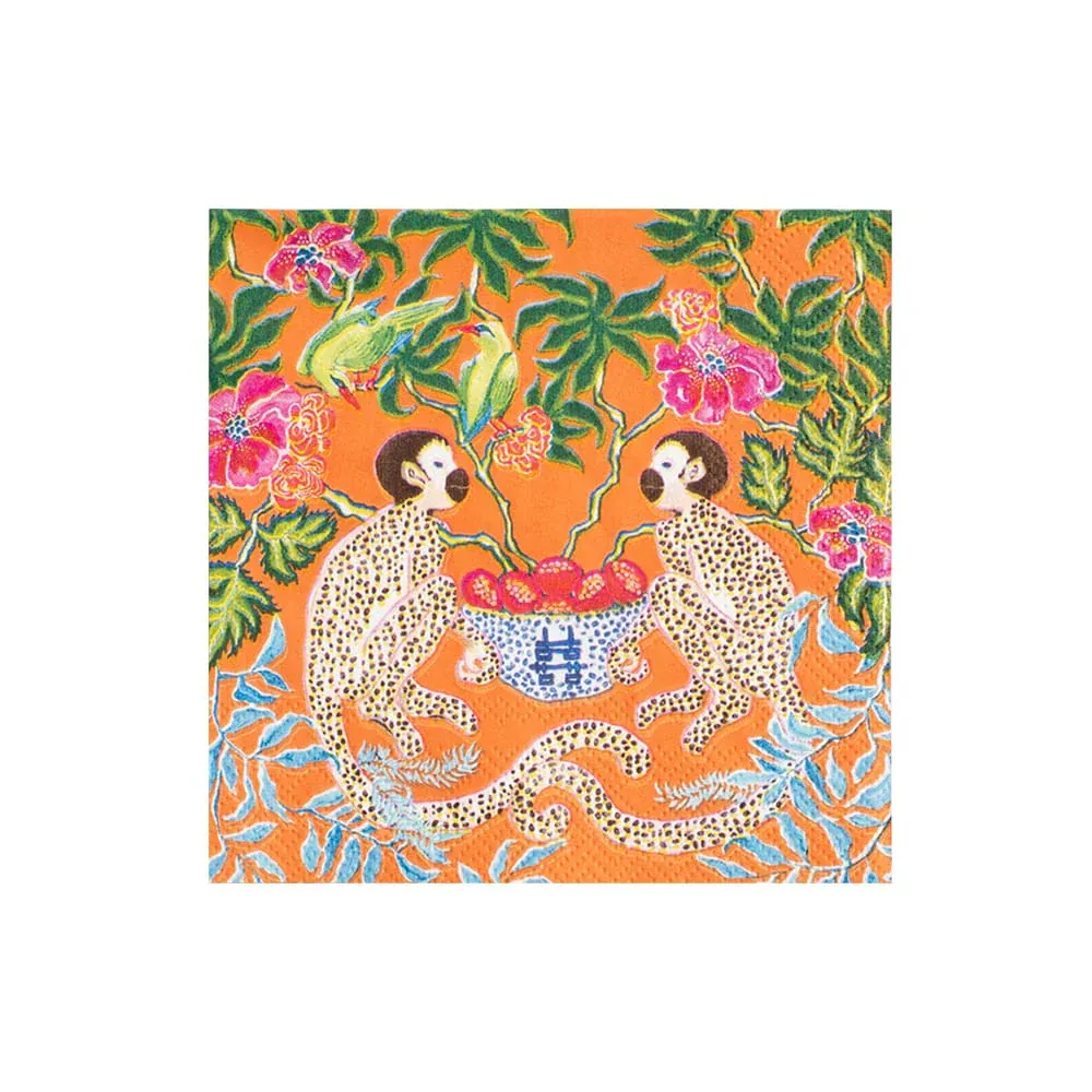 MONKEYS ORANGE COCKTAIL NAPKIN