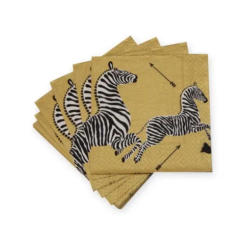 ZEBRAS GOLD COCKTAIL NAPKIN